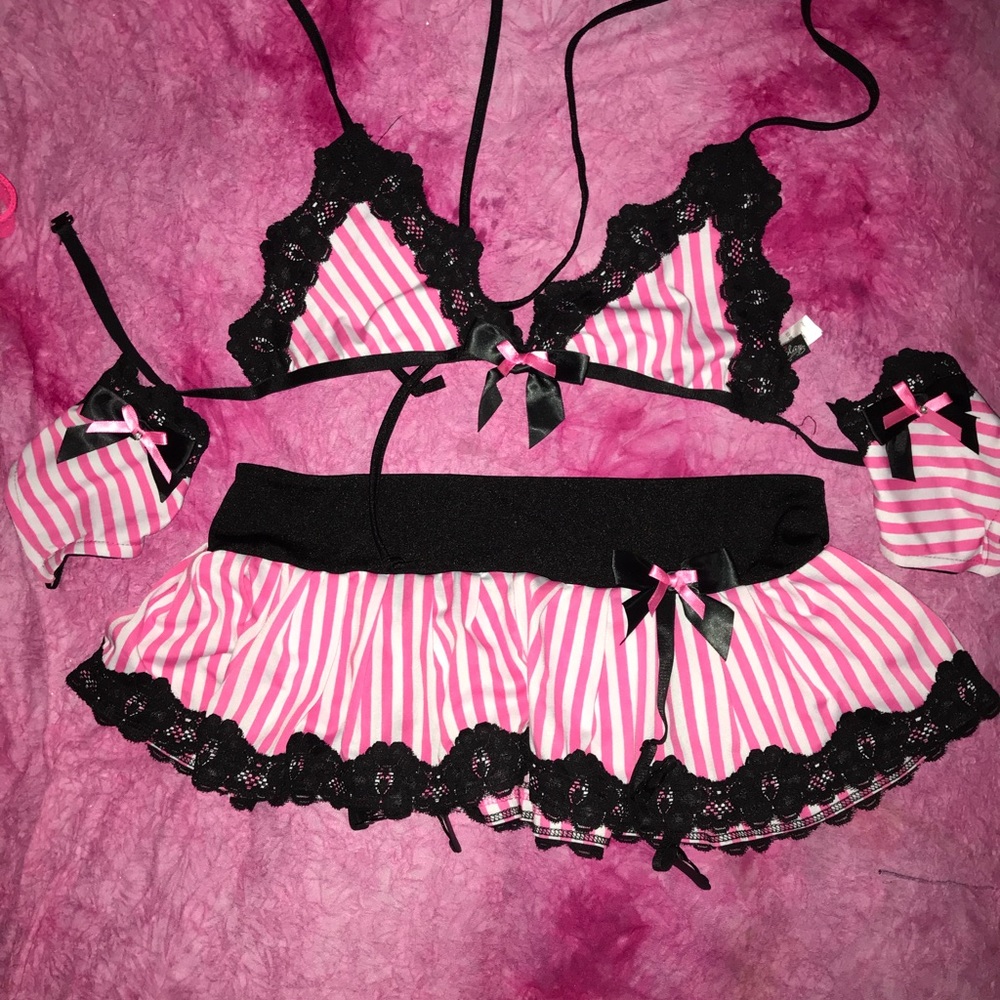 4pc m/l Forplay lingerie stripper dancer costume